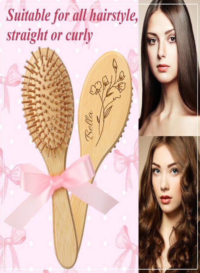 DoubleFill فرشاة شعر خشبية من الخيزران من دبل فيل، 24 قطعة، هدية مثالية. فرشاة شعر خشبية بمجداف لتدليك فروة الرأس، مناسبة للشعر الكثيف والخفيف والمجعد والجاف، للرجال والنساء. هدية سفر مميزة مع إمكانية النقش، مثالية لحفلات الزفاف وعيد الحب. - Image 4